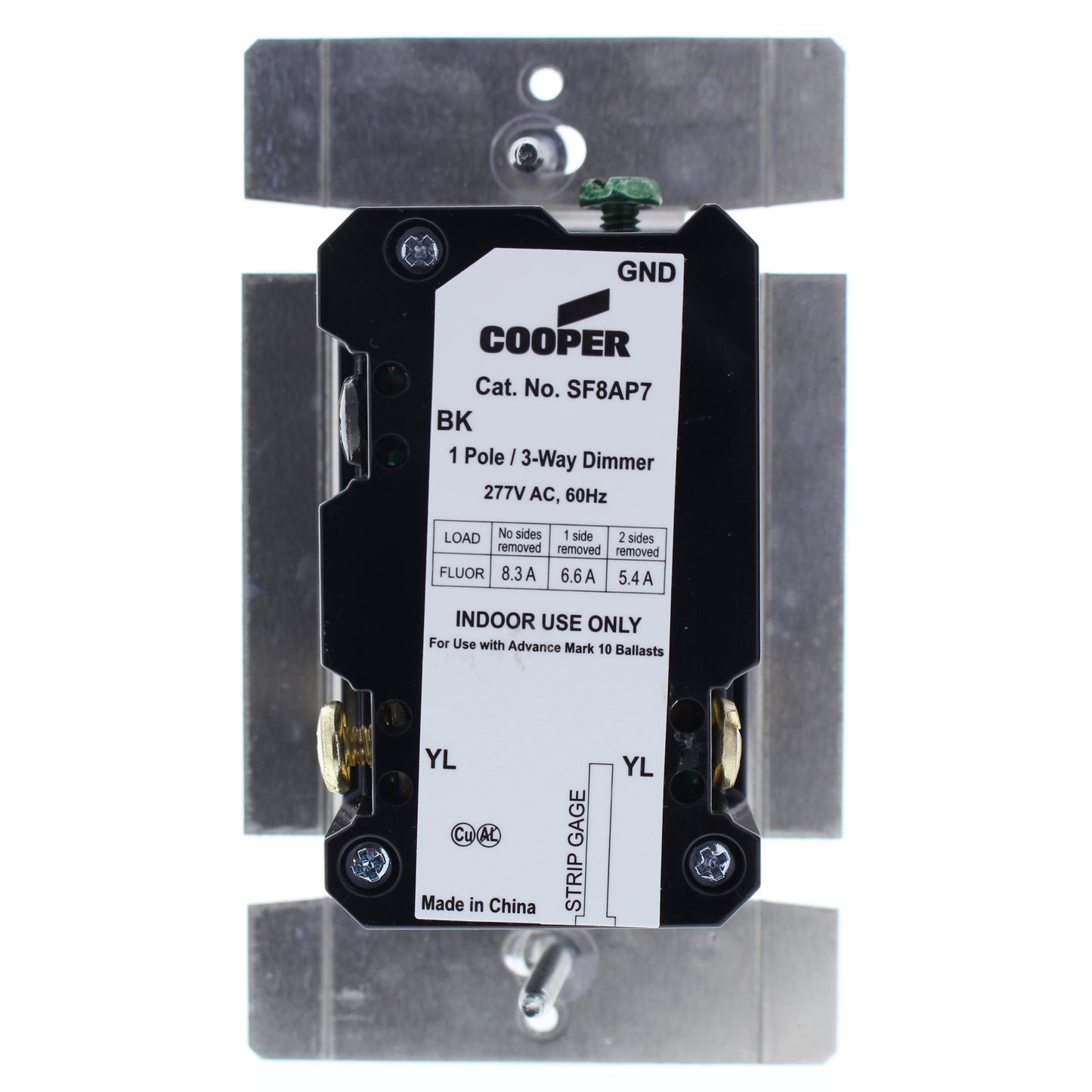 Cooper SF8AP7 Brown Preset Slide Dimmer Switch Single Pole 3-Way 8A 277V Mark 10