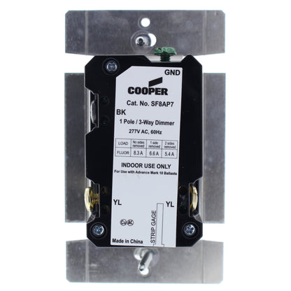 Cooper SF8AP7 Brown Preset Slide Dimmer Switch Single Pole 3-Way 8A 277V Mark 10