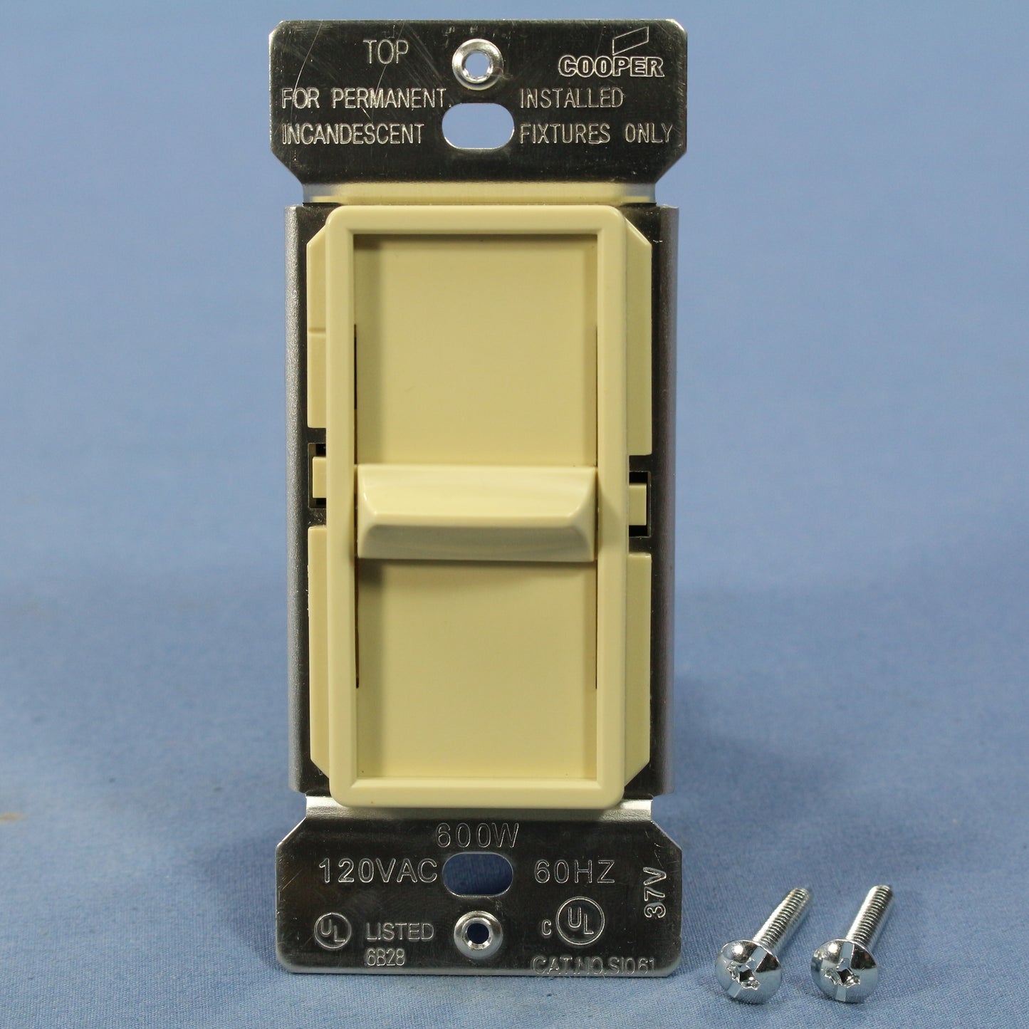 Cooper SI061-V Ivory Incandescent Single Pole Slide Dimmer Switch No-Preset 600W