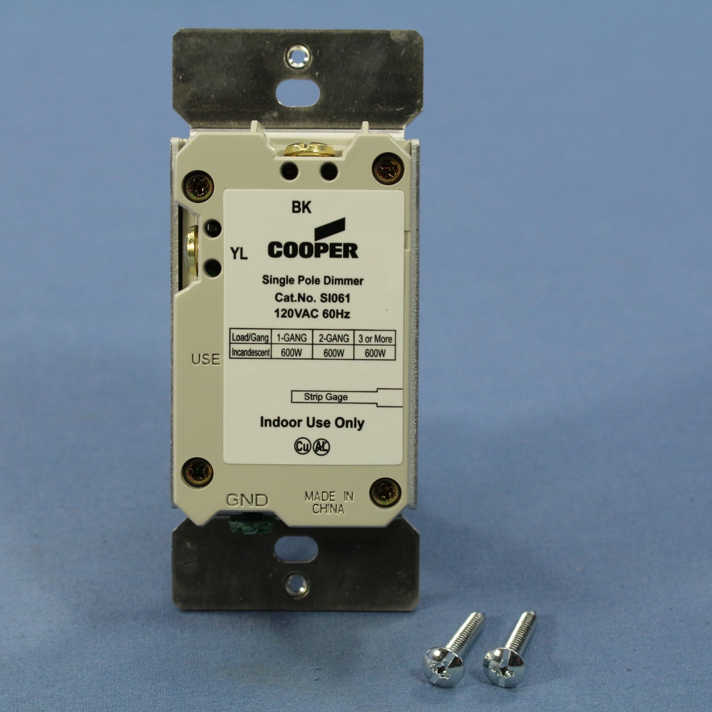 Cooper SI061-V Ivory Incandescent Single Pole Slide Dimmer Switch No-Preset 600W