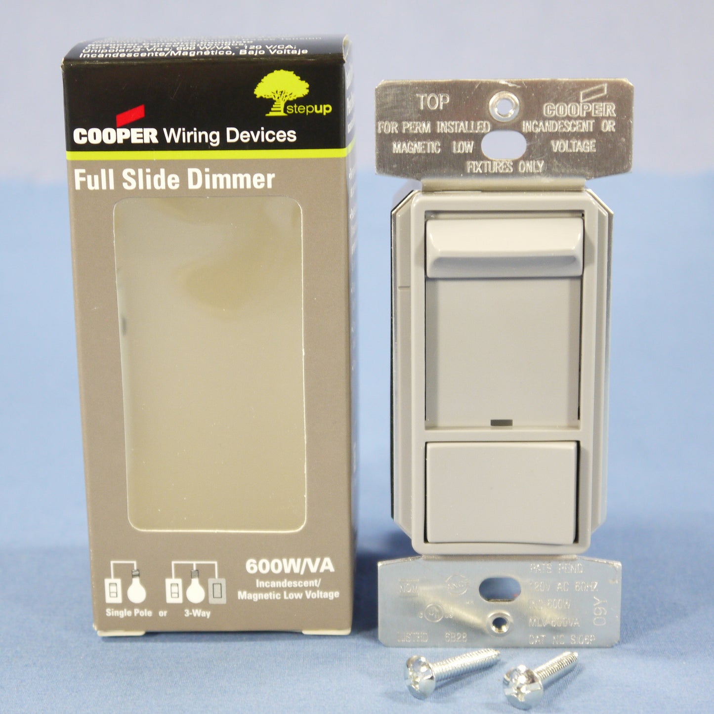 Cooper SI06P-GY Gray Incandescent Halogen Light Slide Dimmer Switch Preset 600W