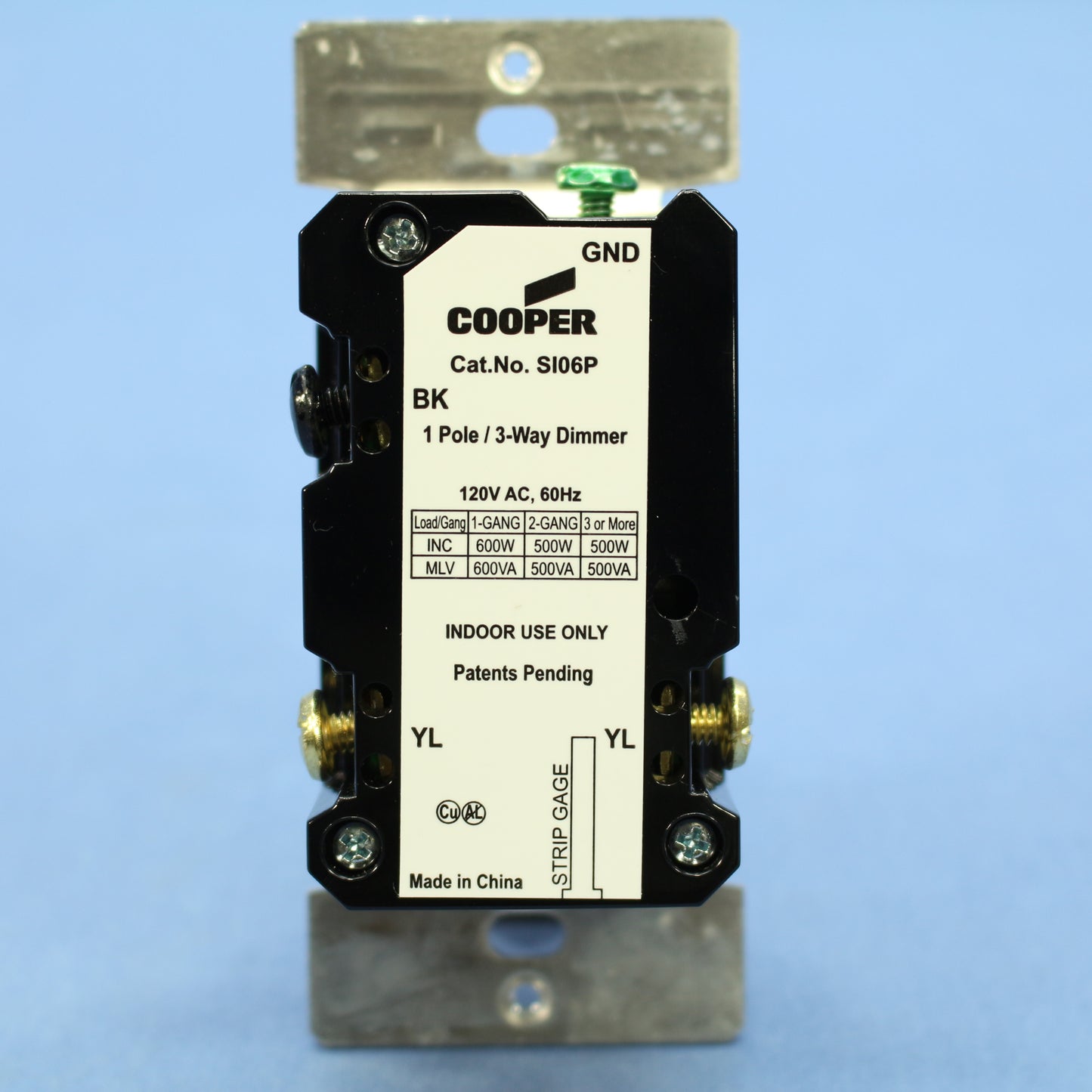 Cooper Lt Almond Incandescent Halogen Slide Dimmer Switch Preset 600W SI06P-LA-K