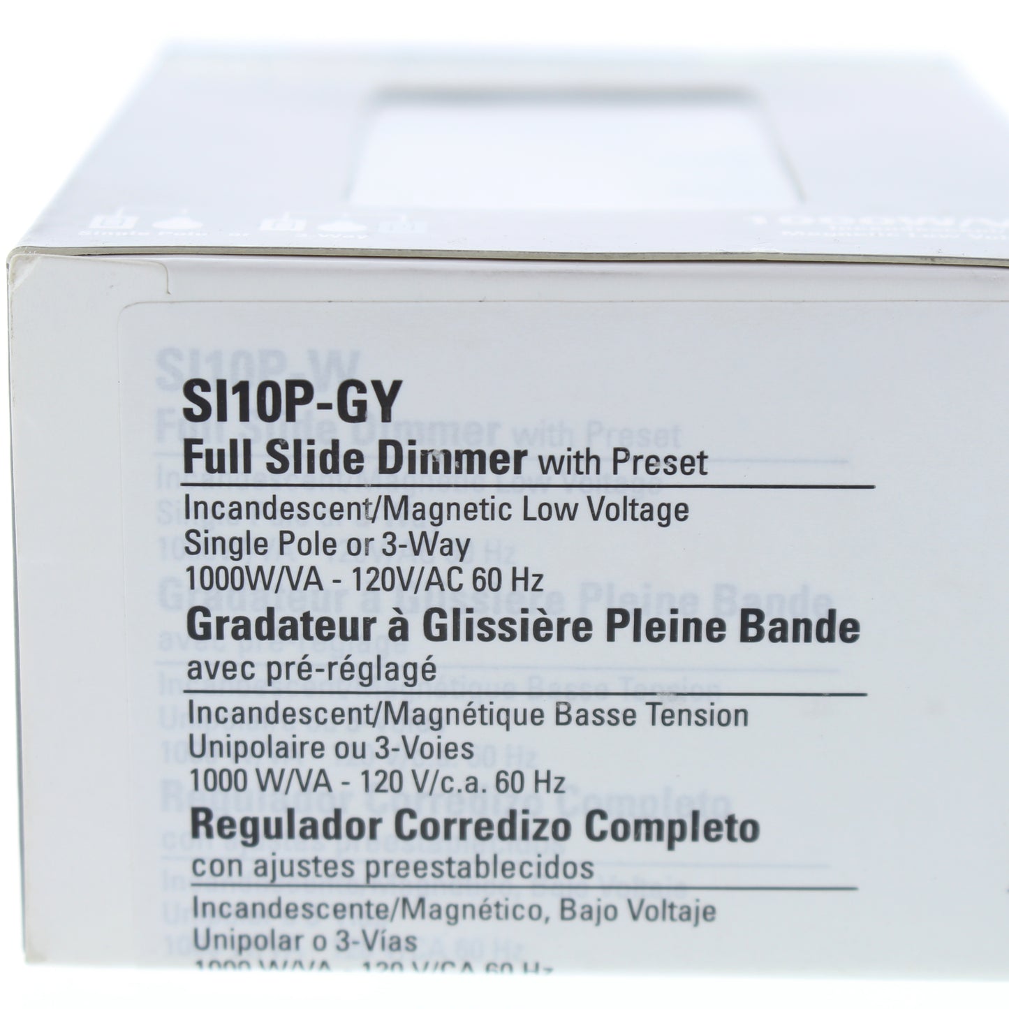 Cooper Gray Preset Magnetic LV Full Slide Dimmer 1-Pole 3-Way 120V 1000W SI10P