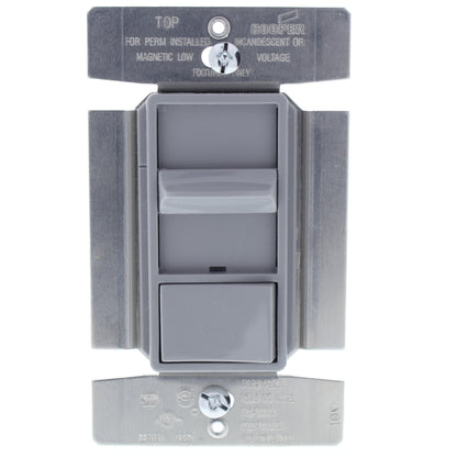 Cooper Gray Preset Magnetic LV Full Slide Dimmer 1-Pole 3-Way 120V 1000W SI10P