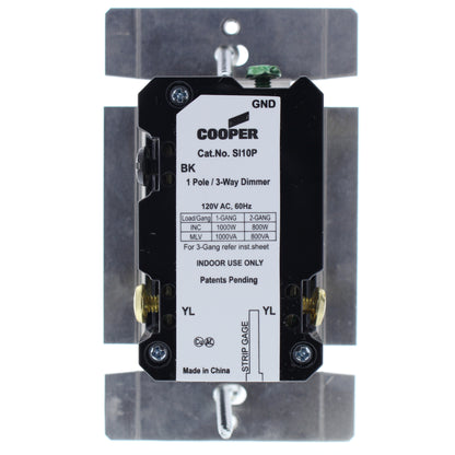 Cooper Gray Preset Magnetic LV Full Slide Dimmer 1-Pole 3-Way 120V 1000W SI10P