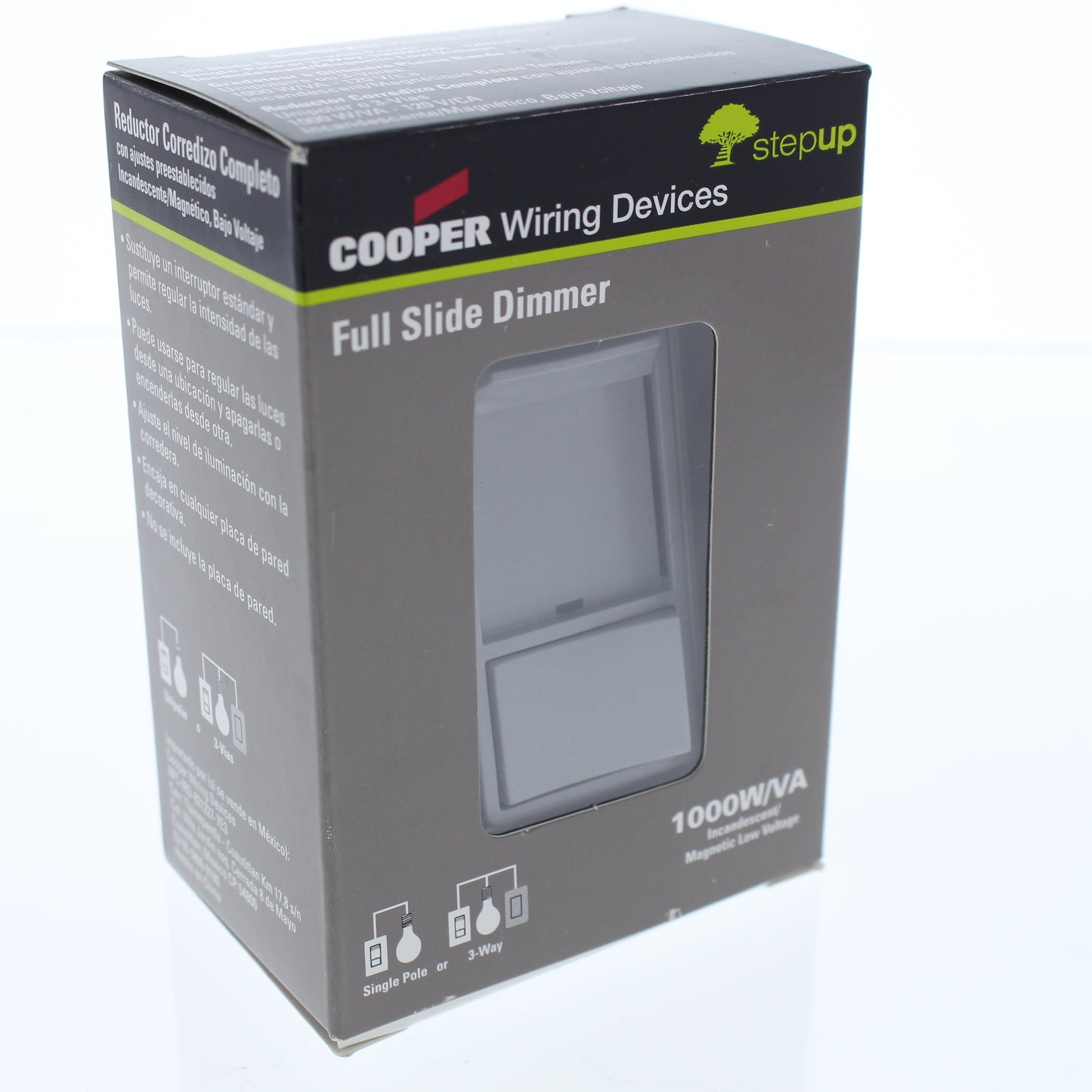 Cooper Gray Preset Magnetic LV Full Slide Dimmer 1-Pole 3-Way 120V 1000W SI10P