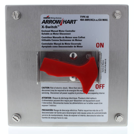 Cooper Stainless Steel Replacement Cover for 40A Motor X-Switch SSXC40-COVER