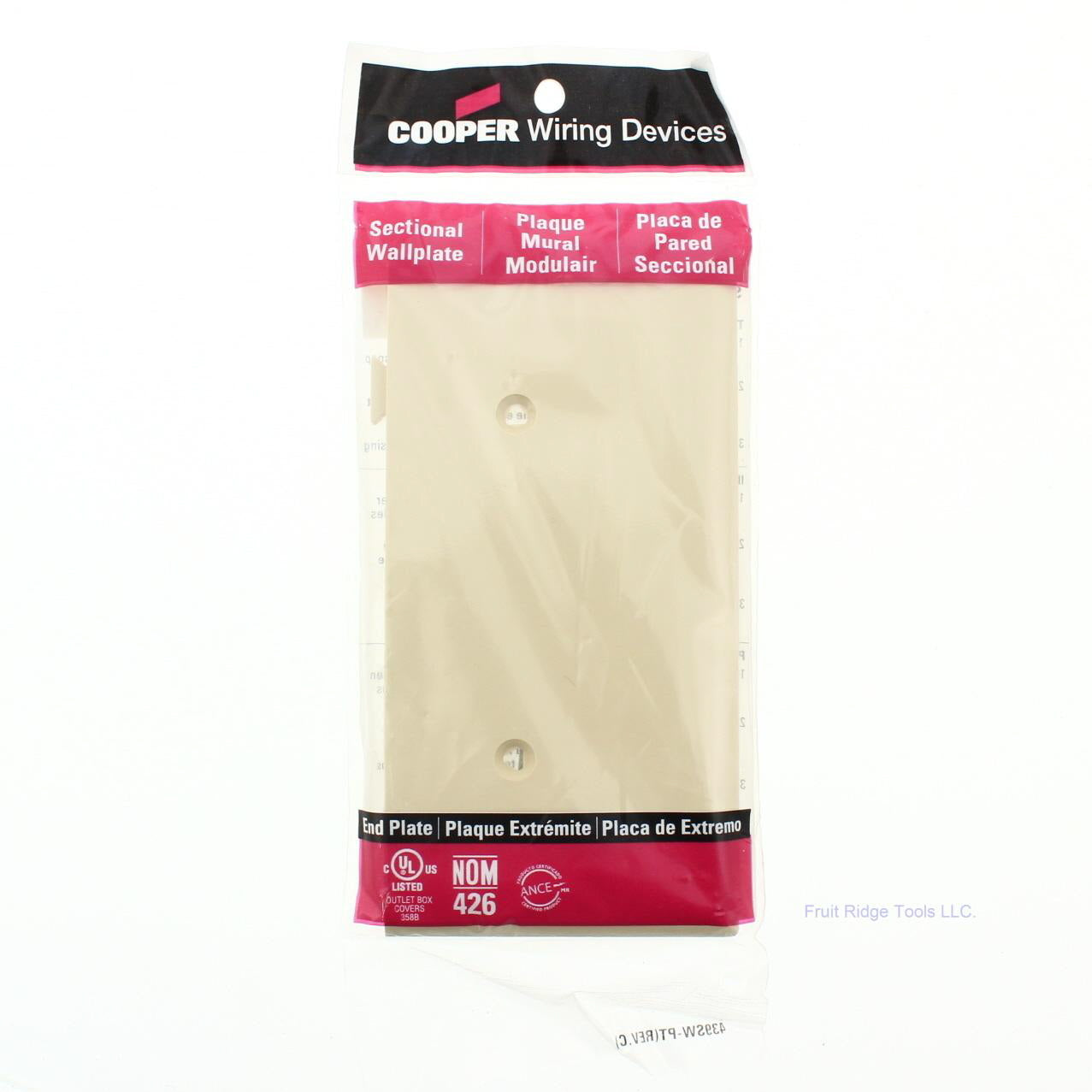 Cooper STE14V Ivory 1-Gang Blank Unbreakable Sectional Cover Cover Strap Mount