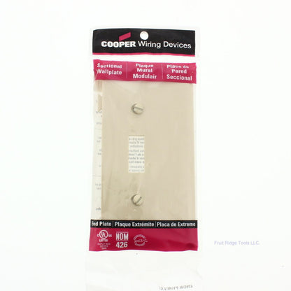 Cooper STE1V Ivory Midsize Toggle Thermoplastic End Sectional Wallplate Cover