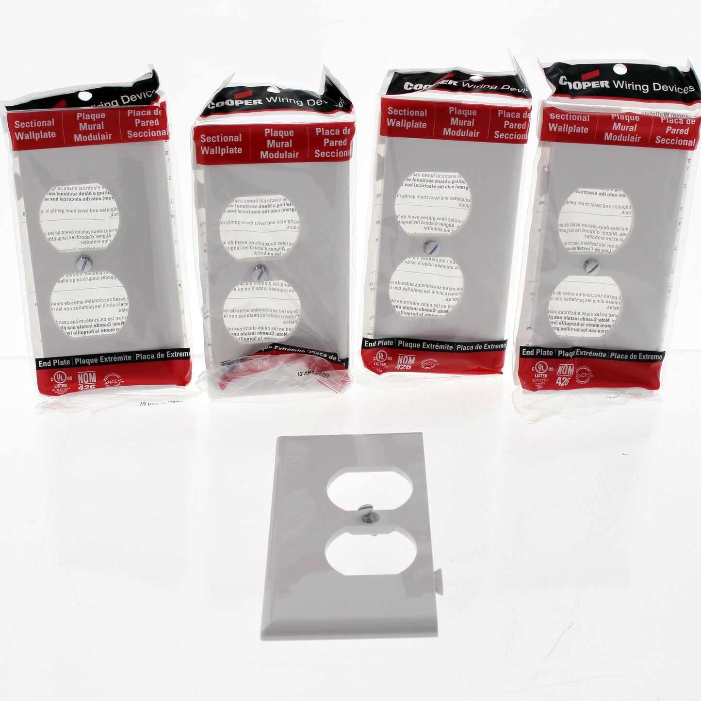Cooper STE8W White 1-Gang Duplex Outlet Unbreakable Mid-Size Wallplate Cover 5pc