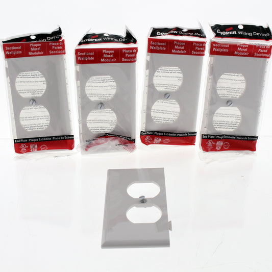 Cooper STE8W White 1-Gang Duplex Outlet Unbreakable Mid-Size Wallplate Cover 5pc