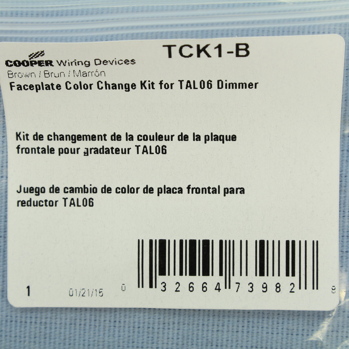Cooper Brown Polycarbonate Color Change Kit for TAL06P Dimmer Switch TCK1-B