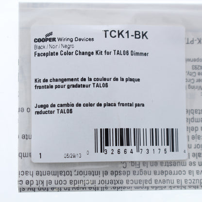 Cooper TCK1-BK Black Polycarbonate Color Change Kit for TAL06P Dimmer Switch