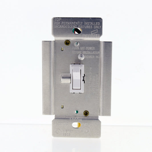 Cooper White Non-Preset Incandescent 1-Pole/3 Way Toggle Dimmer 1000W TI3101-W-K
