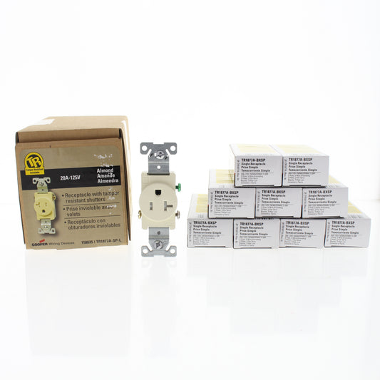 10 Cooper Almond Tamper Resistant Single Outlet Receptacles 5-20 20A TR1877A