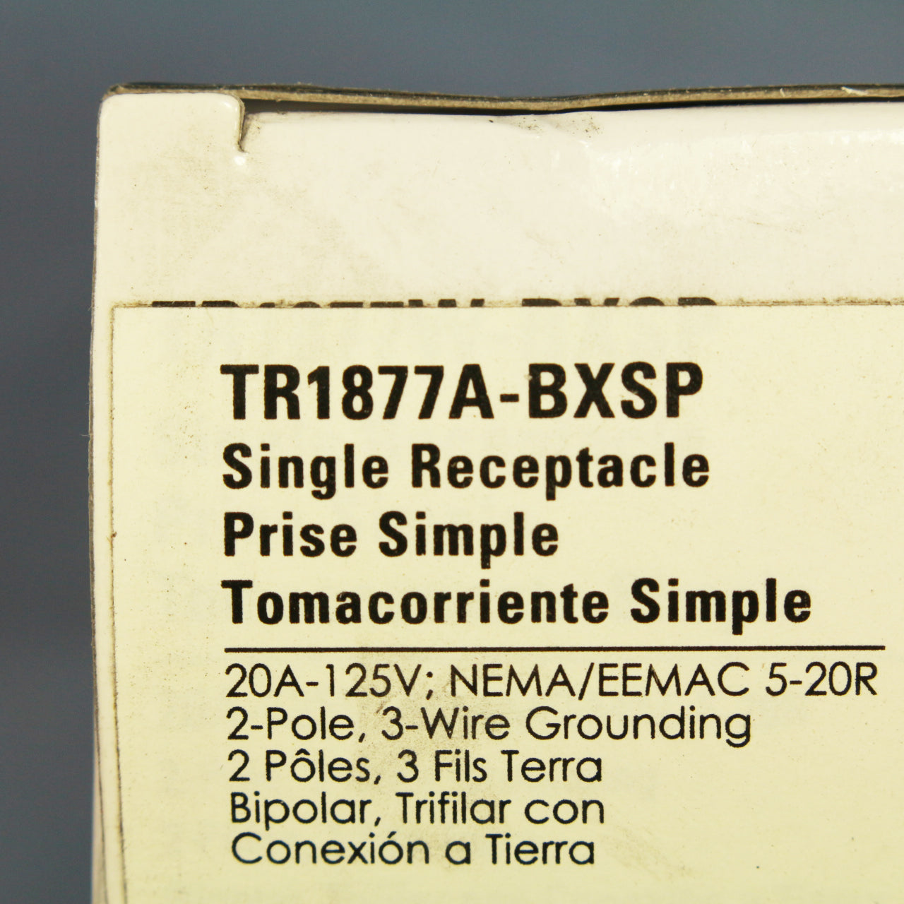 Cooper TR1877ABXSP Almond Tamper Resistant Single 20A Outlet Receptacle 5-20