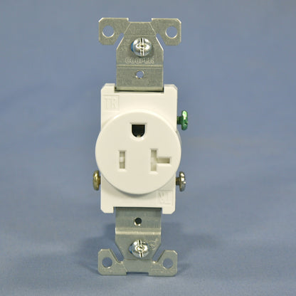 Cooper TR1877W White 20A Tamper Resistant Commercial Single Outlet Receptacle