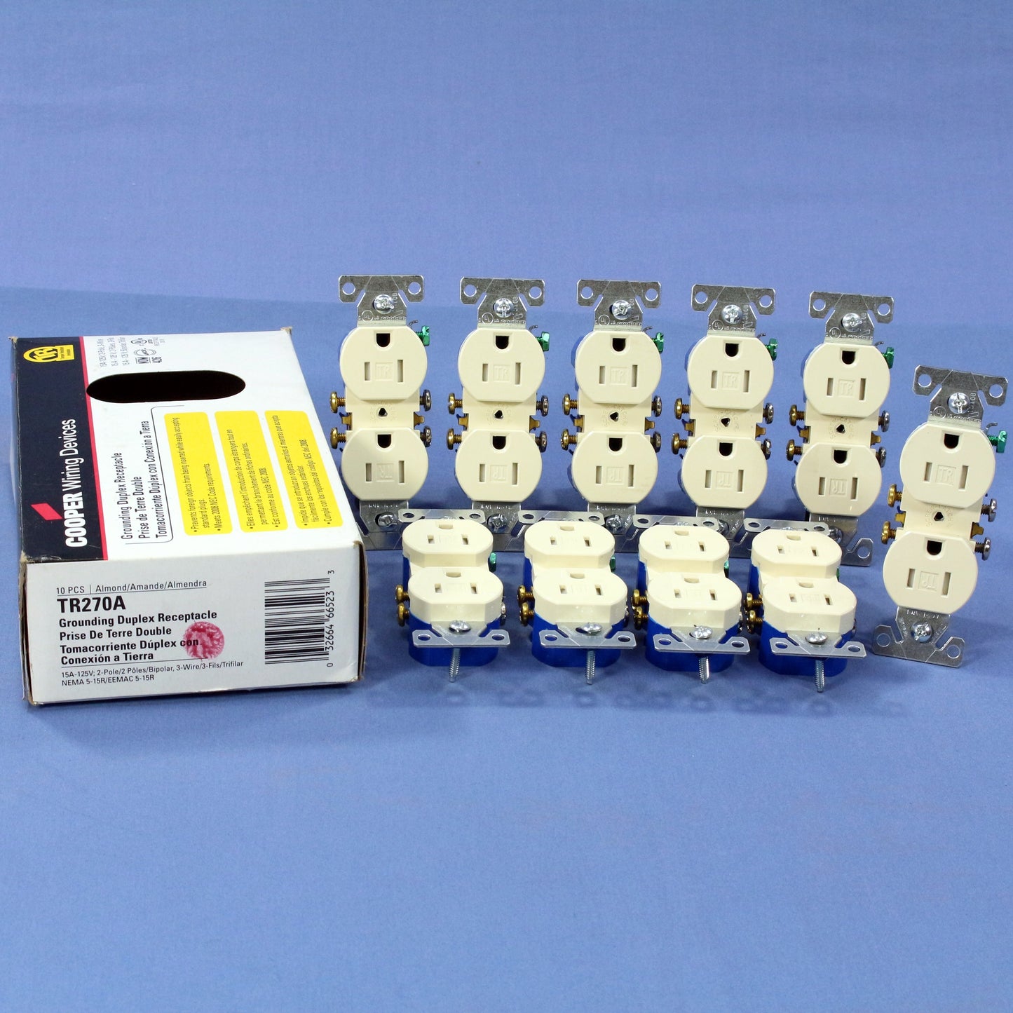 10 Cooper Almond Tamper Resistant Duplex Receptacle Outlets Nema 5-15 15A TR270A