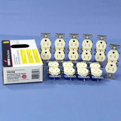 10 Cooper Almond Tamper Resistant Duplex Receptacle Outlets Nema 5-15 15A TR270A