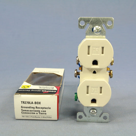 Cooper Light Almond Tamper Resistant Duplex Receptacle Nema 5-15 15A TR270LA