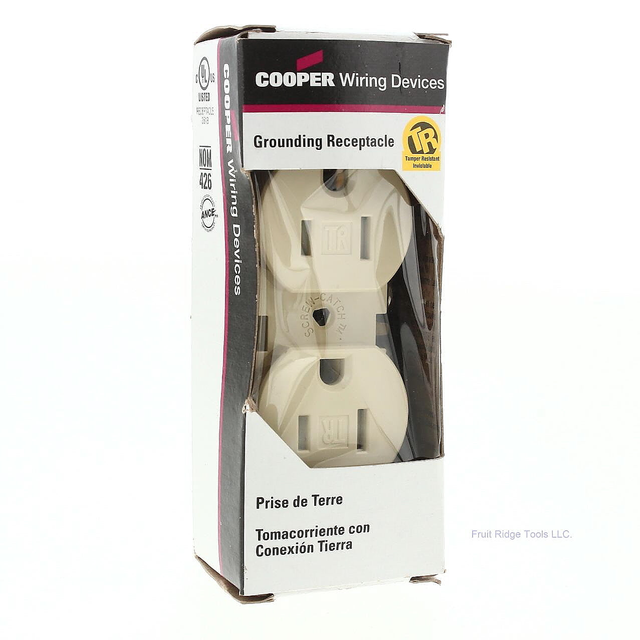Cooper Ivory Tamper Resistant Duplex Receptacle Nema 5-15R 15A 125V 2P3W TR270V