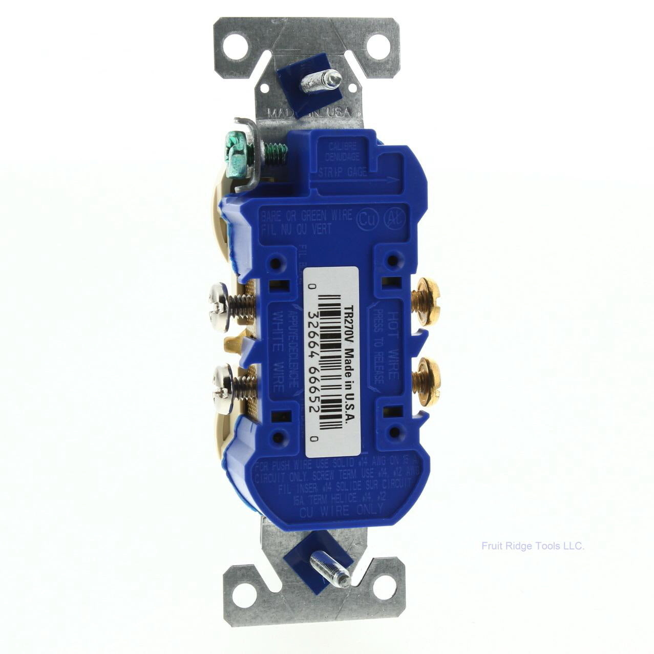 Cooper Ivory Tamper Resistant Duplex Receptacle Nema 5-15R 15A 125V 2P3W TR270V