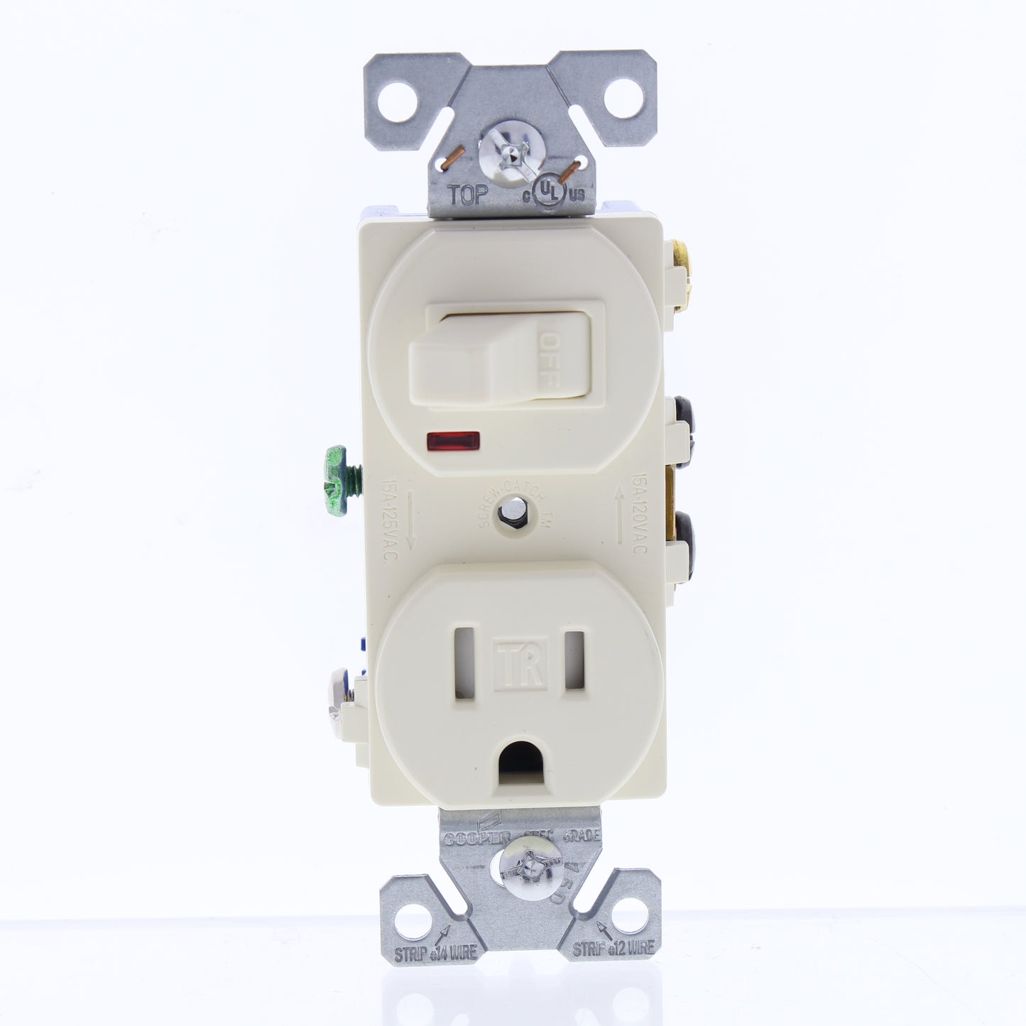 Cooper TR274A Almond Tamper Resistant Pilot Light Switch Receptacles 15A 10-Pack