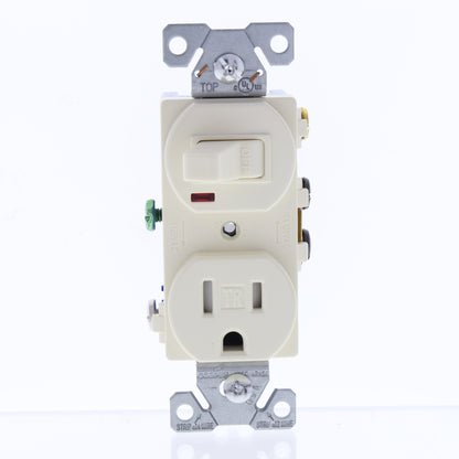 Cooper TR274A Almond Tamper Resistant Pilot Light Switch Receptacles 15A 10-Pack