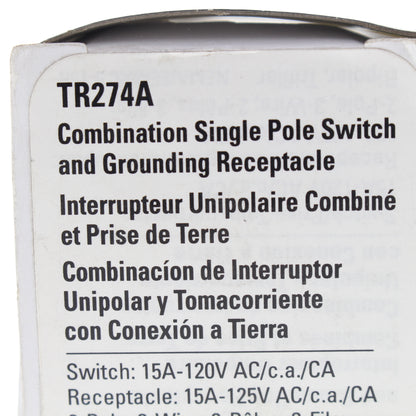 Cooper Almond Tamper Resistant Pilot Light Switch Outlet Receptacle 15A TR274A