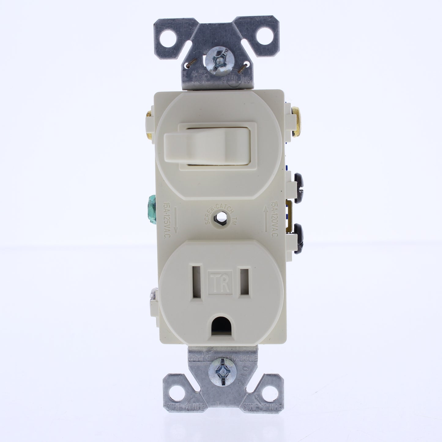 Cooper TR293A Almond Tamper Resistant 3-Way Toggle Switch 15A Outlet Receptacle
