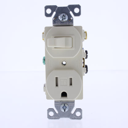Cooper TR293A Almond Tamper Resistant 3-Way Toggle Switch 15A Outlet Receptacle