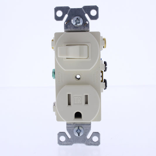 Cooper TR293A Almond Tamper Resistant 3-Way Toggle Switch 15A Outlet Receptacle