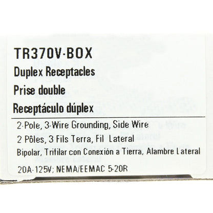Cooper Ivory Tamper Resistant Grounding Duplex Receptacle 20A 125V 5-20R TR370V