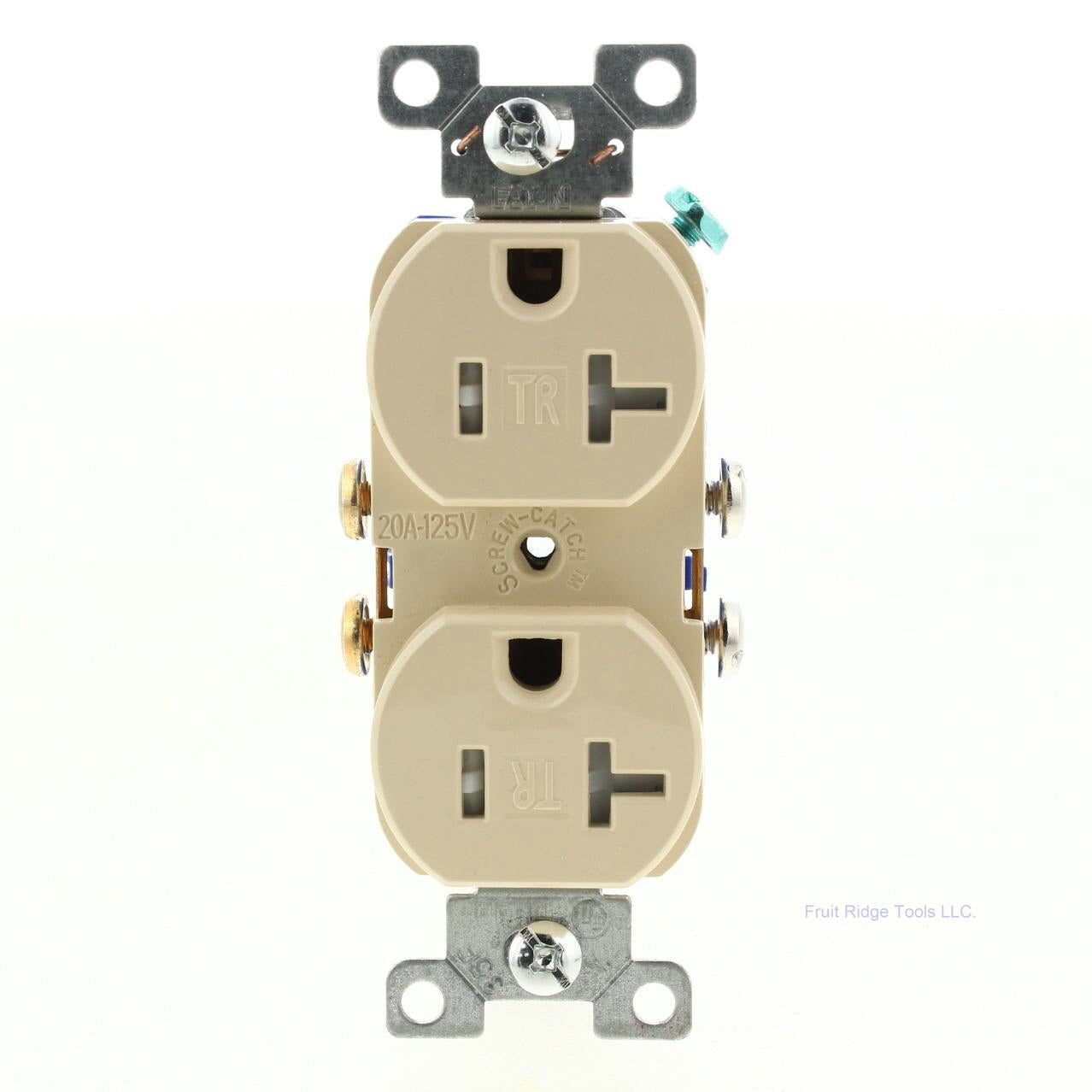 Cooper Ivory Tamper Resistant Grounding Duplex Receptacle 20A 125V 5-20R TR370V