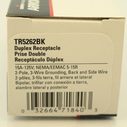 Cooper Industrial Grade Black Tamper Resistant Receptacle Outlet 15A TR5262BK