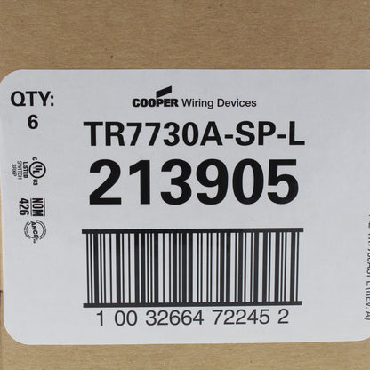 Cooper TR7730A Almond Tamper Resistant 1-Pole Decorator Switch Outlets 15A 6pcs