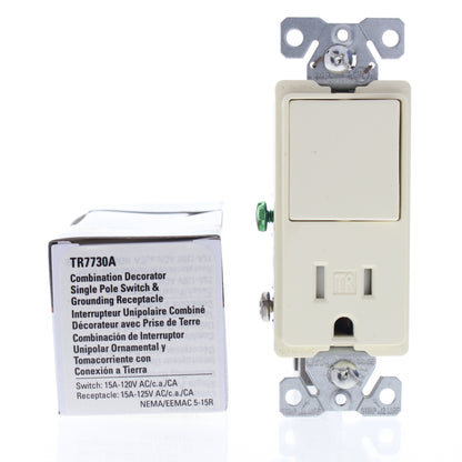 Cooper TR7730A Almond Tamper Resistant 1-Pole Decorator Switch Outlets 15A 6pcs