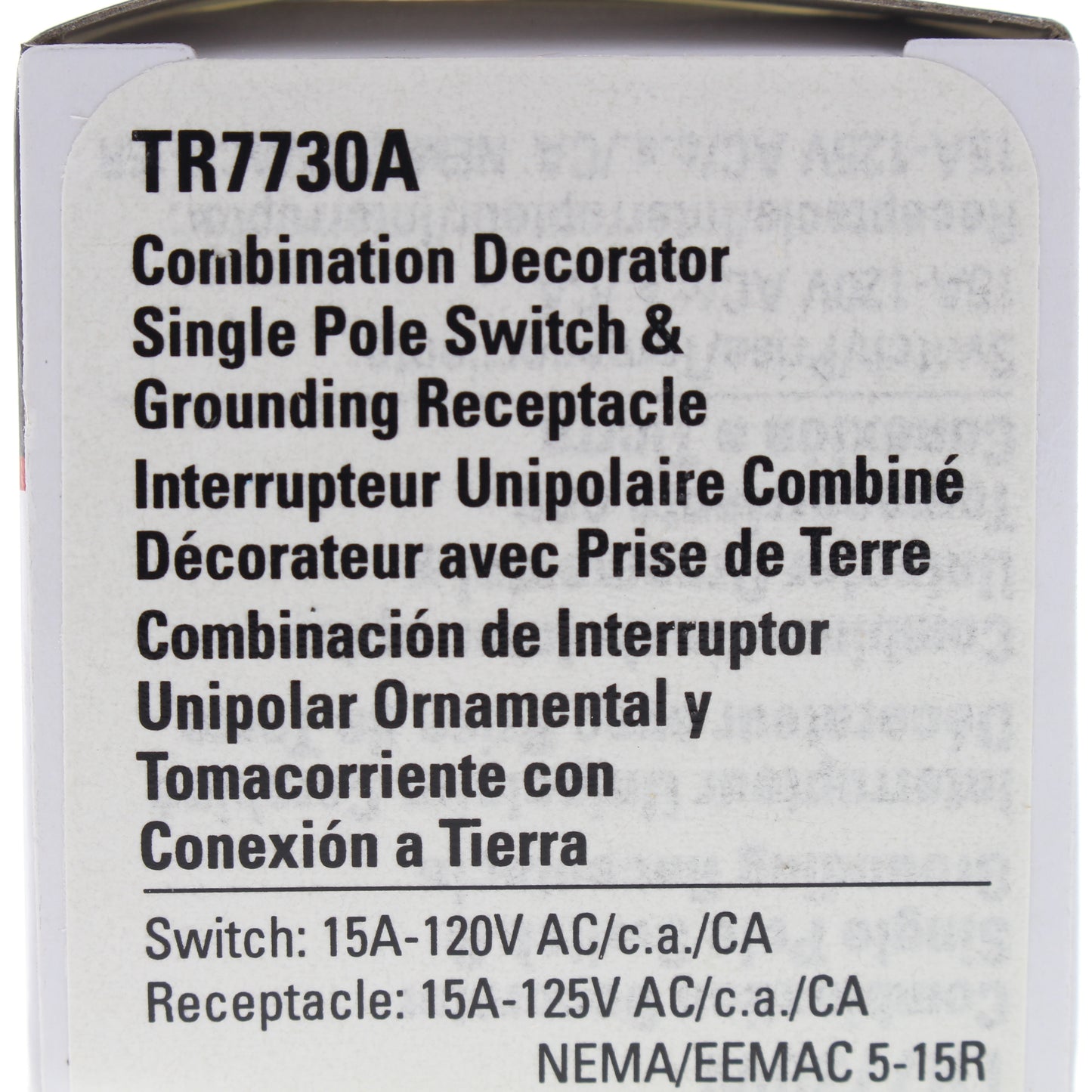 Cooper TR7730A Almond Tamper Resistant 1-Pole Decorator Switch Outlet 15A