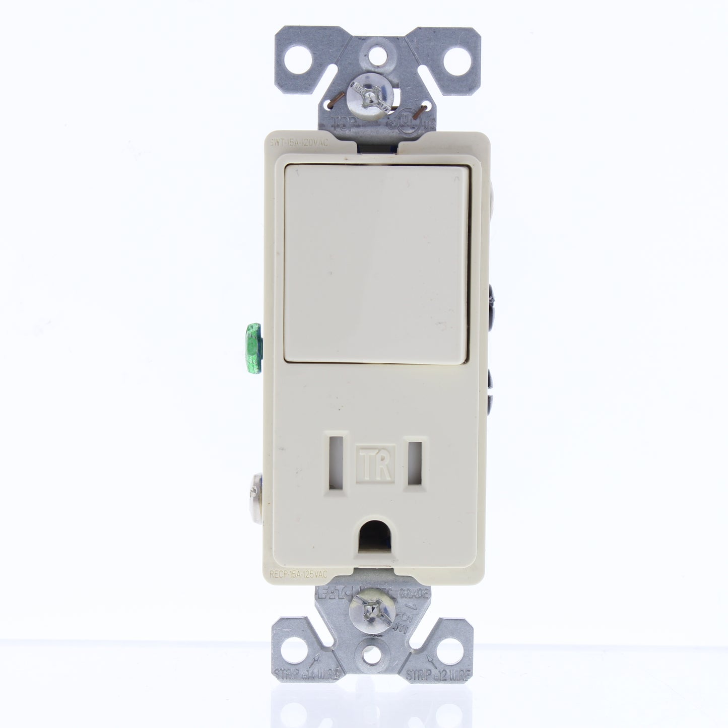 Cooper TR7730A Almond Tamper Resistant 1-Pole Decorator Switch Outlet 15A