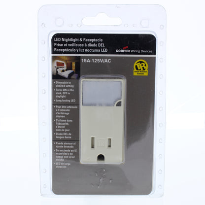 Cooper Almond Tamper Resistant Nightlight Receptacle Outlet 15A 125V TR7735A