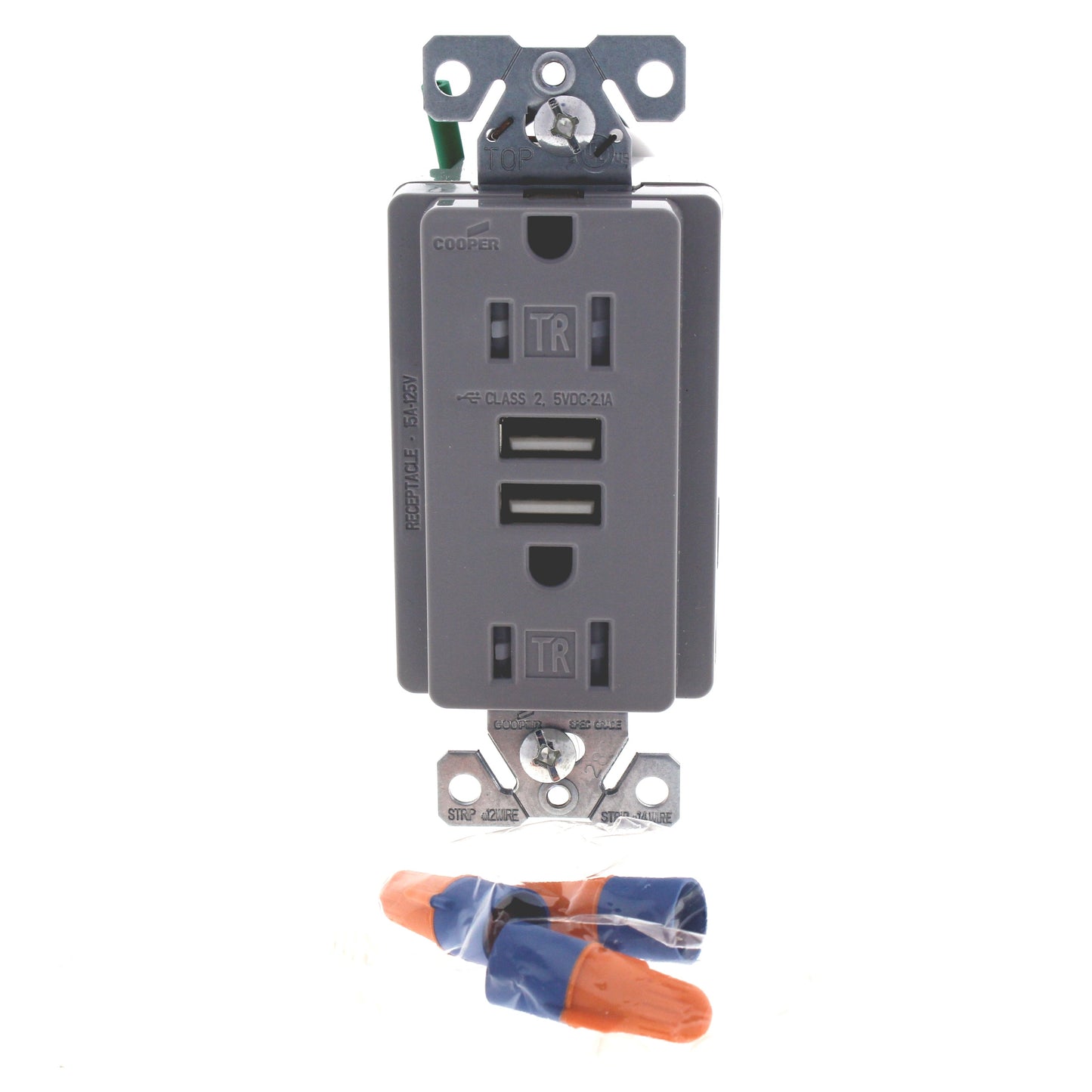 Cooper TR7745GY Gray 15A Tamper Resistant Duplex Receptacles USB Charger 10pcs