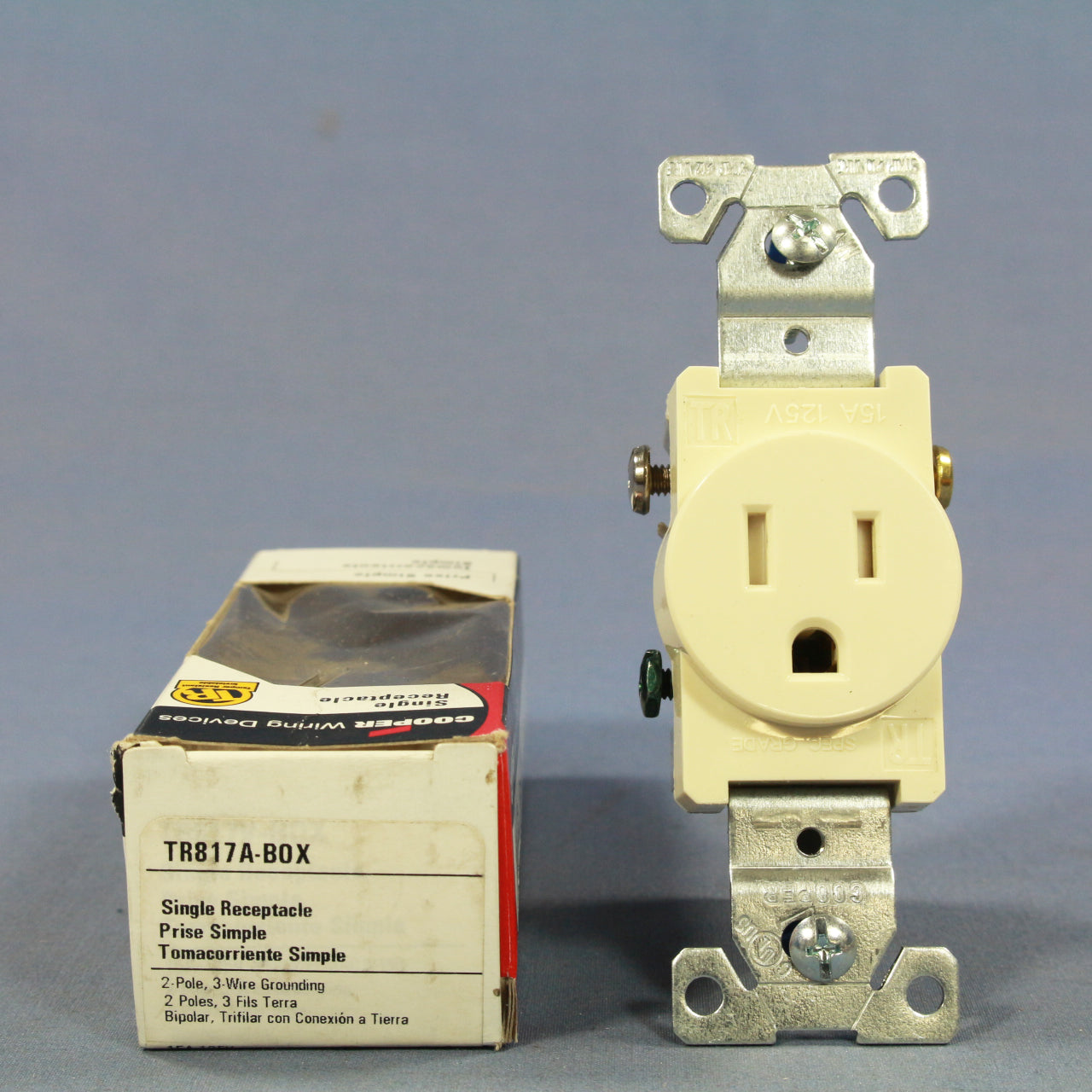 Cooper Almond Tamper Resistant Commercial Single Receptacle 5-15R 15A TR817A