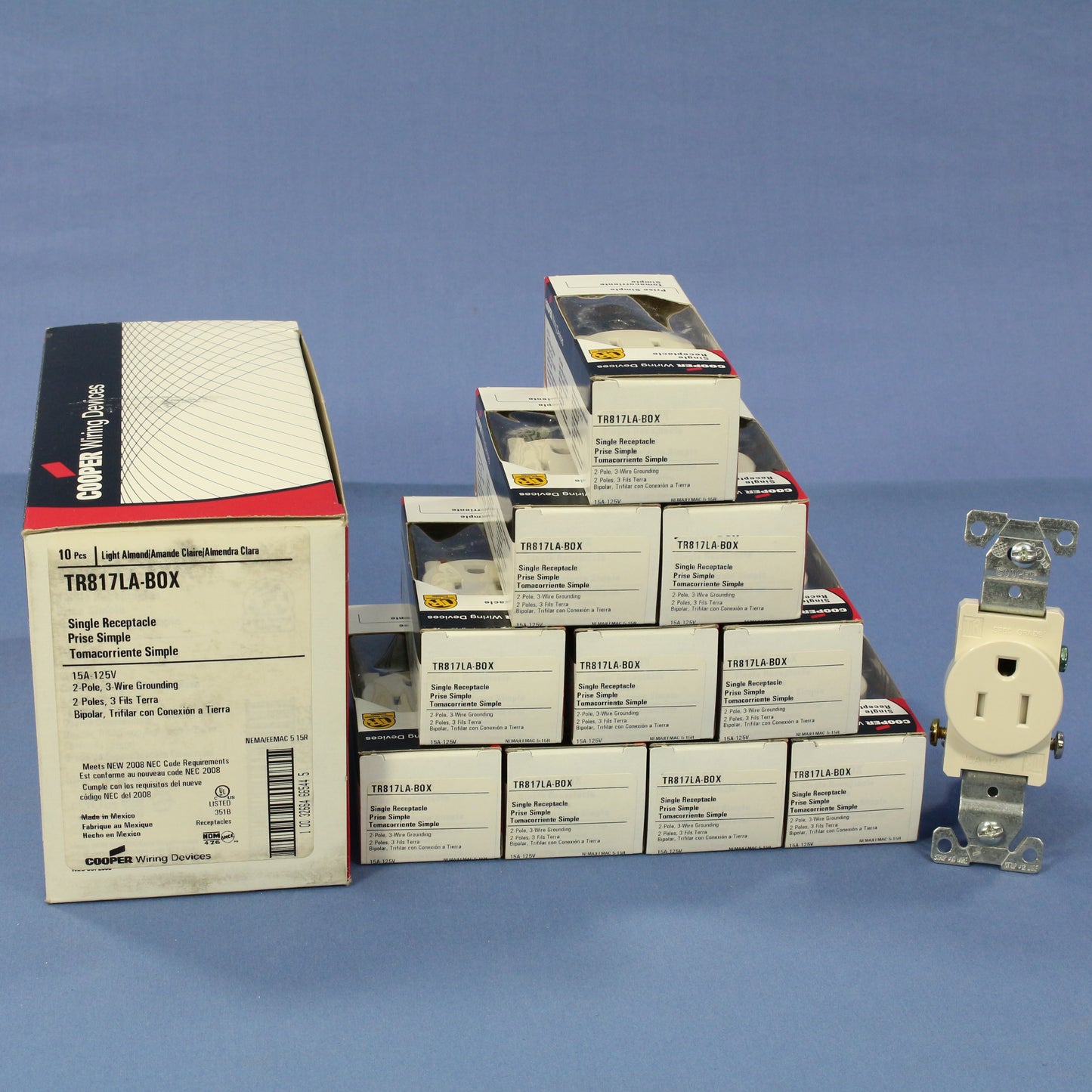 Cooper TR817LA Light Almond 15A Tamper Resistant Single Receptacles 5-15R 10pcs