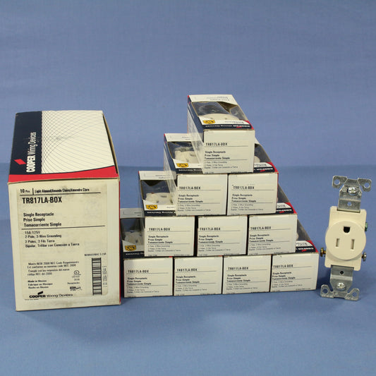 Cooper TR817LA Light Almond 15A Tamper Resistant Single Receptacles 5-15R 10pcs