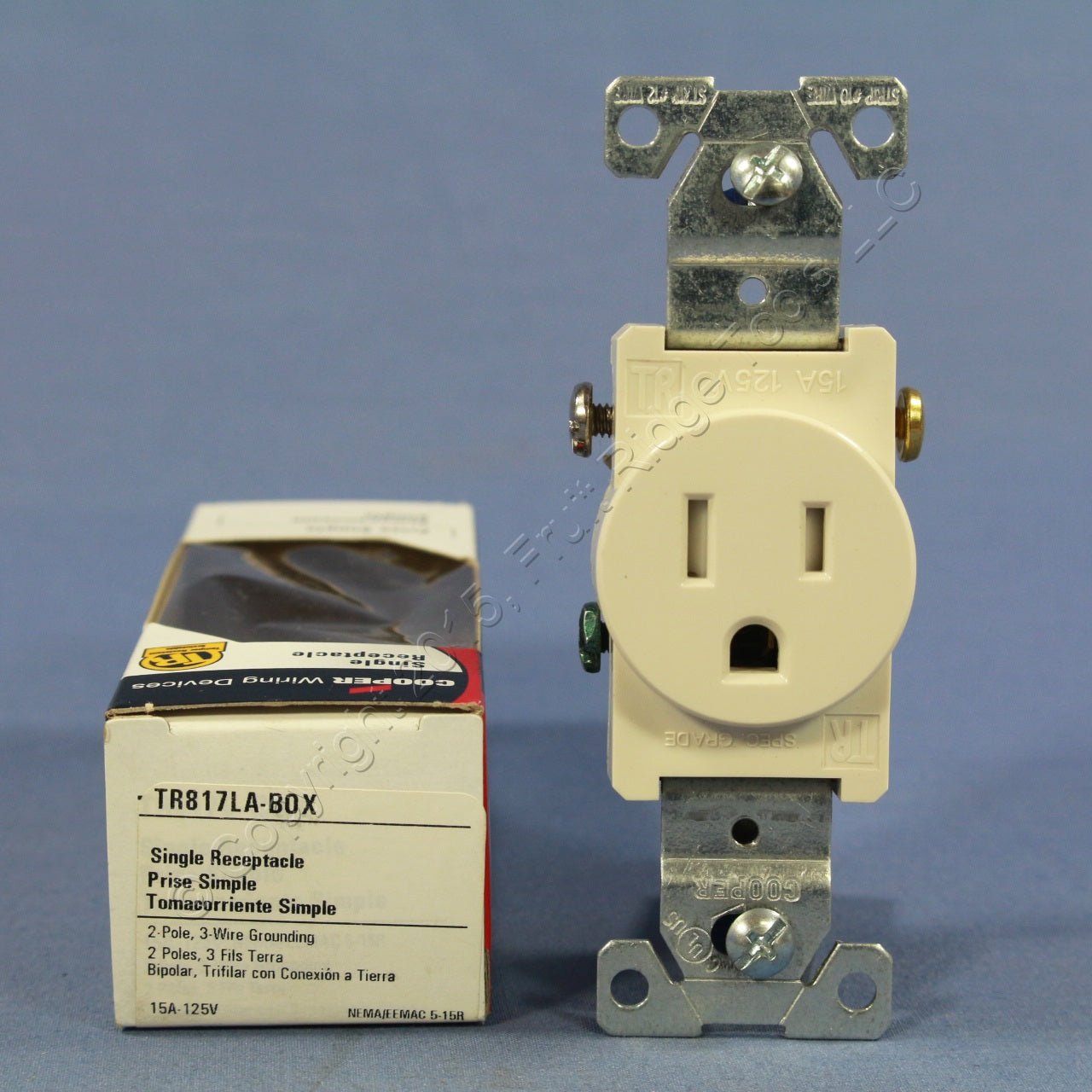 Cooper Lt Almond Tamper Resistant Commercial Single Receptacle 5-15R 15A TR817LA