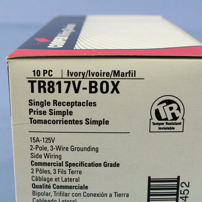 Cooper TR817V Ivory 15A Tamper Resistant Single Receptacle Outlets 5-15R 10pcs