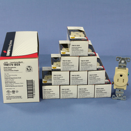 Cooper TR817V Ivory 15A Tamper Resistant Single Receptacle Outlets 5-15R 10pcs