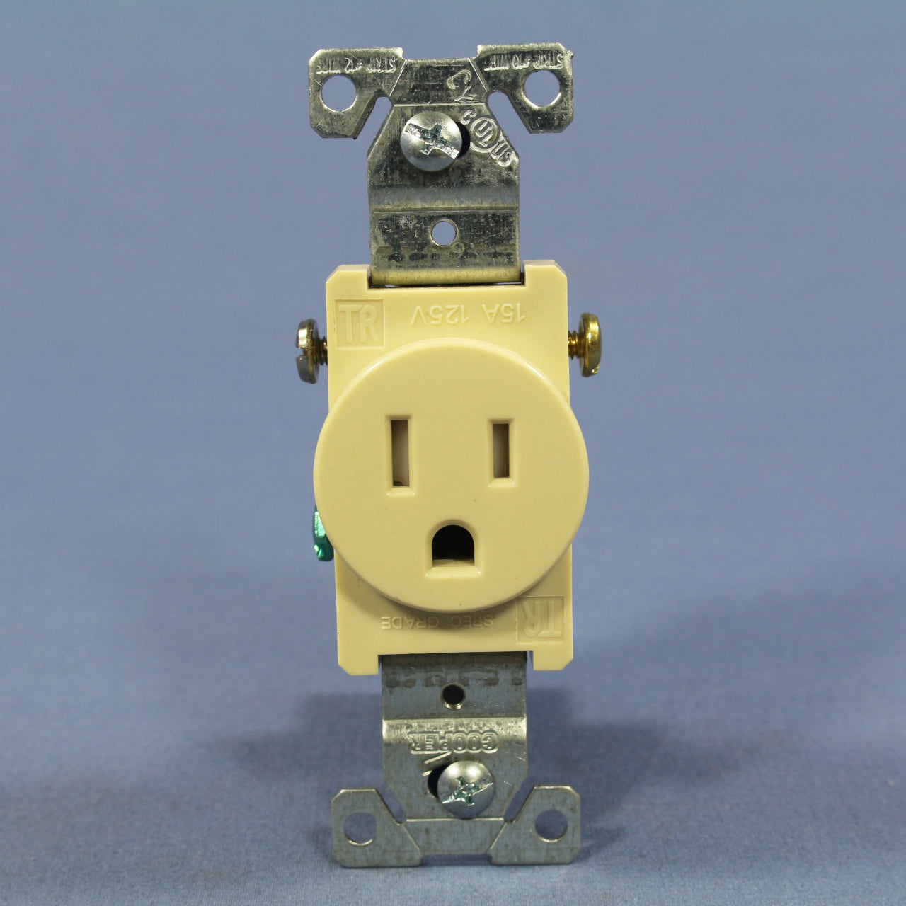 Cooper Ivory Tamper Resistant Commercial Single Receptacle Nema 5-15R 15A TR817V