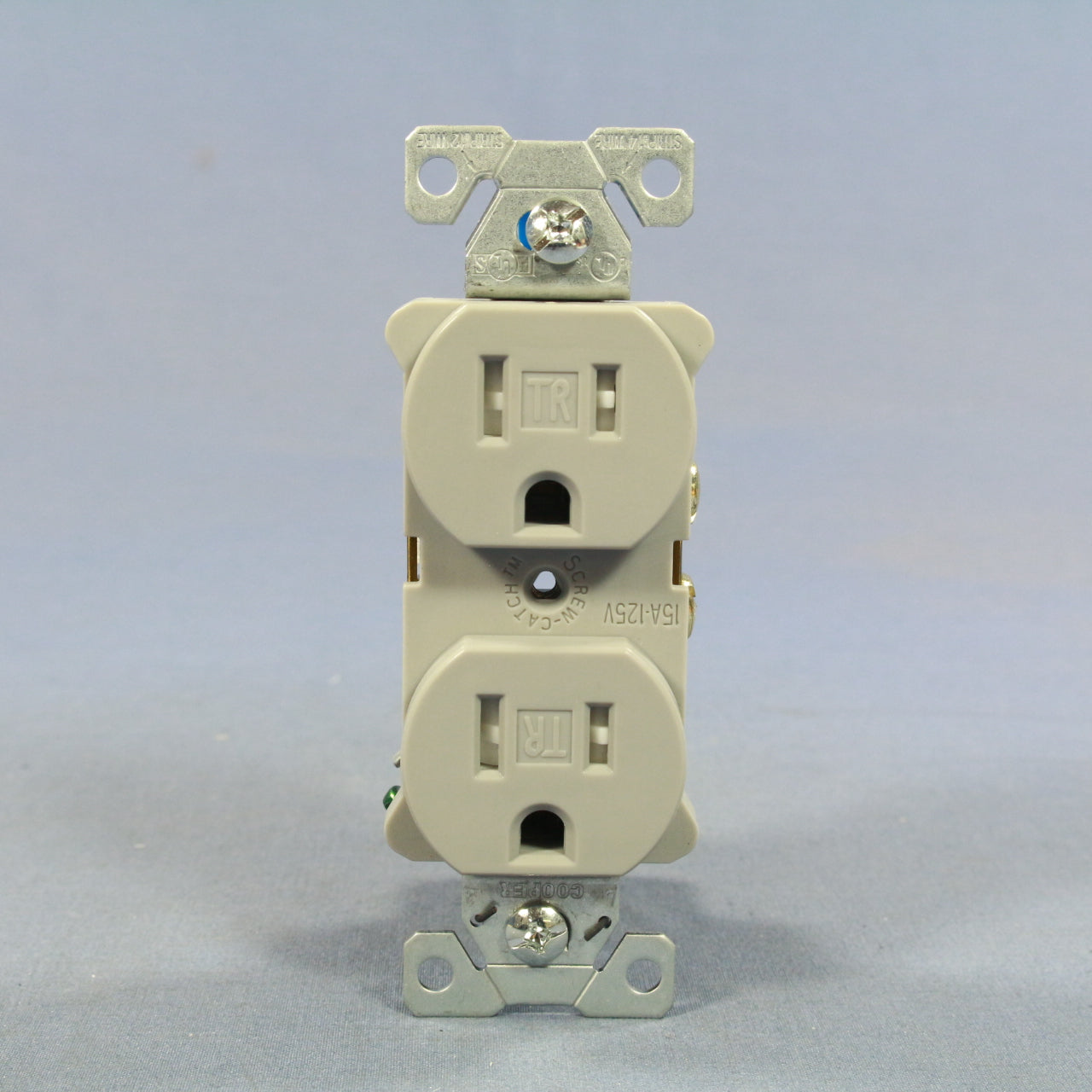 Cooper Gray Commercial Tamper Resistant Duplex Receptacle Outlet 15A TRBR15GY