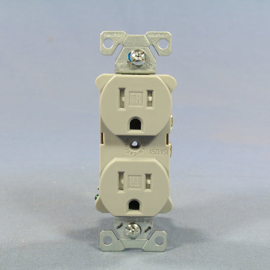 Cooper Gray Commercial Tamper Resistant Duplex Receptacle Outlet 15A TRBR15GY